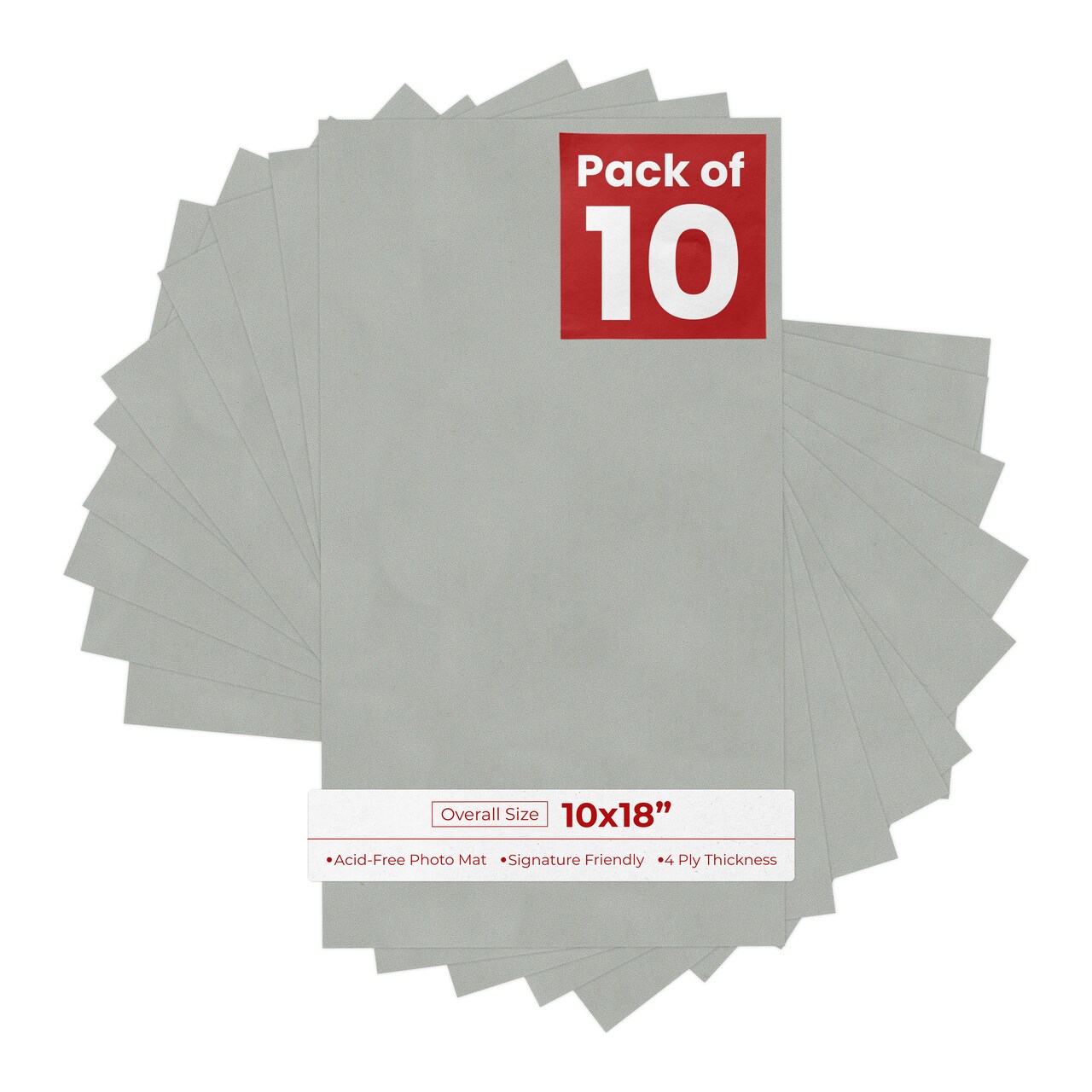 Light Grey Suede 10x18 Uncut Mat Board - Blank Sheets, No Opening